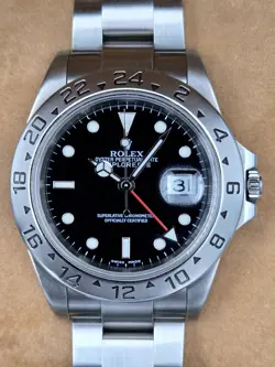 ROLEX EXPLORER II 16570 BLACK DIAL P SERIAL (1991)  COMPLETE SET