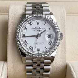 ROLEX DATEJUST 36MM FULL SET 2024 UNWORN DIAMONDA 126200 WHITE DIAMOND BEZEL