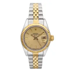 ROLEX DATE 18K GOLD STEEL CHAMPAGNE DIAL AUTOMATIC WOMEN'S WATCH