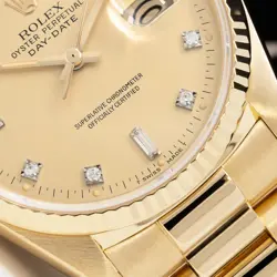 Rolex Day-Date 36 18038, Yellow Gold, Flat Champagne Diamond Dial, President ...