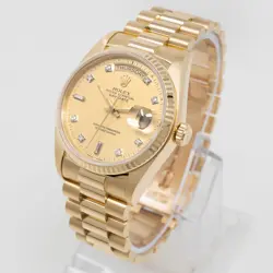 Rolex Day-Date 36 18038, Yellow Gold, Flat Champagne Diamond Dial, President ...