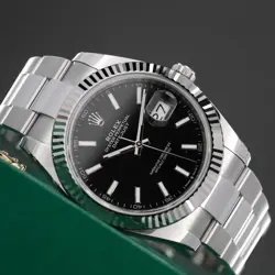 ROLEX DATEJUST 41M 2025 COMPLETE BLACK DIAL STEEL FLUTED WHITE GOLD BEZEL OYSTER