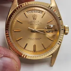 ROLEX DAY-DATE PRESIDENT 36MM 18K YELLOW GOLD TROPICAL DIAL WATCH 1803 YEAR 1963