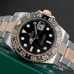ROLEX GMT-MASTER II 40MM COMPLETE TWO TONE YELLOW GOLD BLACK  GREEN ARROW OYSTER