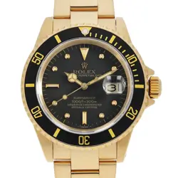 ROLEX SUBMARINER DATE 16808 BLACK BARNACLE DIAL 80 NUMBER SECOND HAND MENS