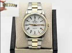 ROLEX AIR KING 14000 WHITE DIAL 14K YELLOW GOLD STAINLESS STEEL 34MM