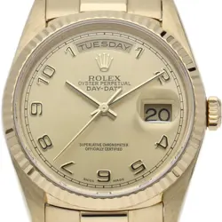 ROLEX DAY-DATE WATCH, MANUFACTURER OVERHAULED (UNDER WARRANTY) 18238(E) 18K ...
