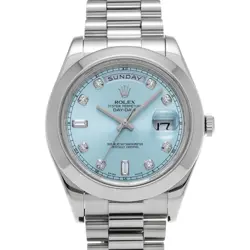 ROLEX DAY-DATEII 218206A ICE BLUE/DIAMOND WATCH 678375