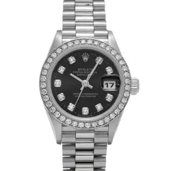 ROLEX DATEJUST 79136G BLACK/DIAMOND WATCH 678606