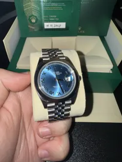 ROLEX DATEJUST 41 ROMAN NUMERAL BLUE DIAL MEN'S JUBILEE WATCH 126300