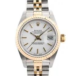 ROLEX DATEJUST LADIES WATCH WHITE STAINLESS STEEL YELLOW GOLD