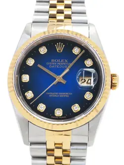ROLEX DATEJUST 16233G MEN'S AUTOMATIC WATCH CIRCA 1996 BLUE GRADIENT DIAL