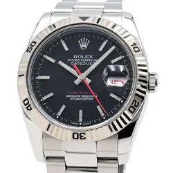 ROLEX MEN'S DATEJUST TURN-O-GRAPH 116264 V SERIES K18WG/SS BLACK AUTOMATIC USED