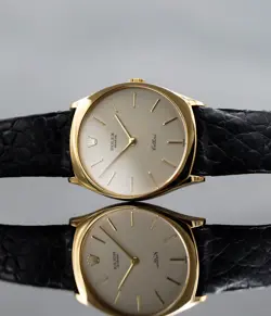 ROLEX CELLINI 18K YELLOW GOLD 31MM GOLD DIAL LEATHER STRAP 4133