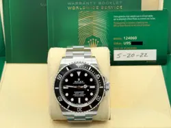 ROLEX SUBMARINER 124060 41MM BLACK CERAMIC STAINLESS STEEL BOX PAPERS 2022