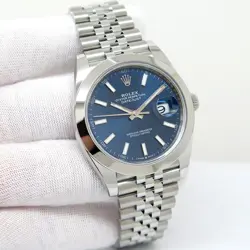 ROLEX 126300 DATEJUST 41 WITH BLUE STICK DIAL ON JUBILEE