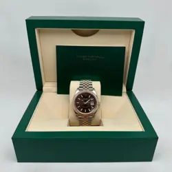 ROLEX DATEJUST 126331 41 MM EVEROSE GOLD STEEL CHOCOLATE DIAL MENS WATCH