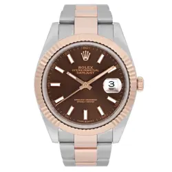 ROLEX DATEJUST 41 18K ROSE GOLD STEEL OYSTER CHOCOLATE DIAL MENS WATCH 126331