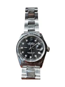 ROLEX DATEJUST 36MM 16014 STAINLESS STEEL BLACK DIAL DIAMOND MARKERS