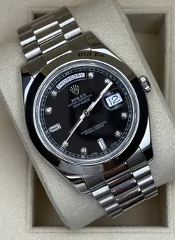 ROLEX DAY-DATE 41MM BLACK DIAMOND PLATINUM PRESIDENT 218206