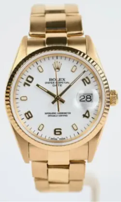 ROLEX 15238 18K YELLOW GOLD 34MM JUST SERVICES BY ROLEX AD