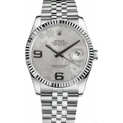 ROLEX DATEJUST 36MM 116234 SILVER FLOWER DIAL STAINLESS STEEL JUBILEE BRACELET