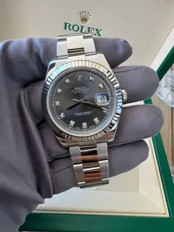 ROLEX DATEJUST II 116334 RHODIUM DIAMOND DIAL OYSTER BAND