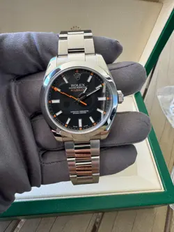 ROLEX MILGAUSS 116400 BLACK DIAL ORANGE LIGHTNING SECONDS HAND 40MM MEN'S WATCH
