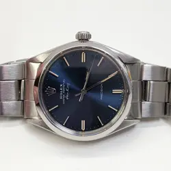 ROLEX AIR KING PRECISION 34 MM STEEL BLUE OYSTER AUTOMATIC WATCH 5500 CIRCA 1973
