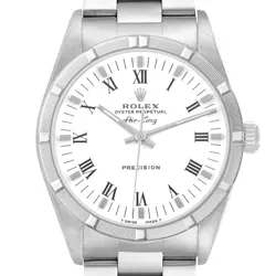 ROLEX AIR KING 34MM WHITE ROMAN DIAL AUTOMATIC STEEL MENS WATCH 14010