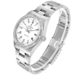 ROLEX AIR KING 34MM WHITE ROMAN DIAL AUTOMATIC STEEL MENS WATCH 14010