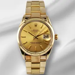 ROLEX OYSTER DATE 34MM GOLD PLATED STEEL WATCH GOLD DIAL MENS REF: 1550