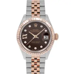 ROLEX DATEJUST 9P STAR DIAMOND IX DIAMOND 279171G CHOCOLATE BROWN 5 ROW JUBI...