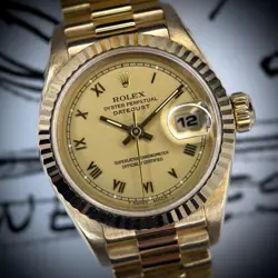 1993 ROLEX LADY-DATEJUST 26MM 69178 GOLD PRESIDENT BRACELET WITH GOLD BEZEL