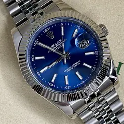 AUTHENTIC✧ROLEX✧WATCH✧DATEJUST 41MM BLUE STICK MOTIF STEEL JUBILEE MEN'S WATCH
