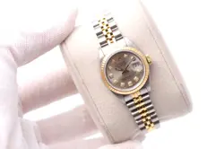 ROLEX DATEJUST 26MM 69173 GREY DIAMOND DIAL FLUTED BEZEL JUBILEE LADIES WATCH