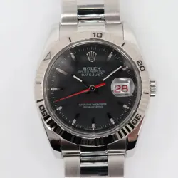 2000S ROLEX 116264 DATEJUST TURN-O-GRAPH 36MM STEEL BLACK DIAL WATCH