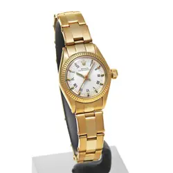 ROLEX Oyster Perpetual 6719 K18YG White Printed Roma watch women TO163570