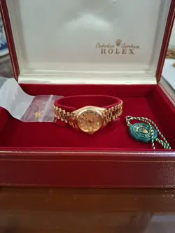 ROLEX LADY-DATEJUST 69178 GOLD PRESIDENT  GOLD STRETCH BRACELET BOX & PAPERS