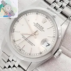 ROLEX DATEJUST SILVER INDEX STEEL JUBILEE 31MM WATCH 78240 PAPERS