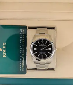 2021 ROLEX OYSTER PERPETUAL 124300 BLACK STICK SS OYSTER WITH PAPERS 41MM