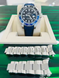 ROLEX GMT-MASTER II 116710BLNR STEEL OYSTER BRACELET + RUBBER B BLUE/BLACK BEZEL