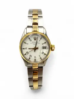 ROLEX OYSTER PERPETUAL DATE LADY OR ET ACIER RéF. 6519 IN OTTIMON ÉTAT