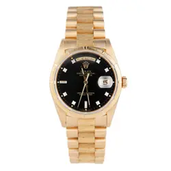ROLEX DAY-DATE 36 YELLOW GOLD BLACK DIAL PRESIDENT BRACELET 36MM 18248