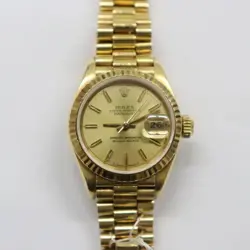 1980'S ROLEX 69178 DATEJUST PRESIDENT LADY'S 18K YELLOW GOLD CHAMPAGNE WATCH