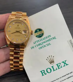 ROLEX DAY-DATE YELLOW GOLD PRESIDENT W/ PAPERS! 18038 CHAMPAGNE DIAMOND - PRE...
