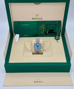 NEW 2025 ROLEX DAY-DATE PLATINUM 40MM 228236 ICE-BLUE ROMAN DIAL
