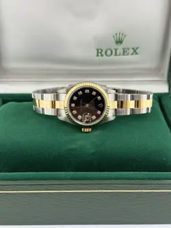 ROLEX LADY-DATEJUST 79173 FACTORY BLACK DIAMOND DIAL OYSTER BRACELET