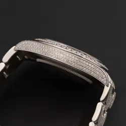 ROLEX DATEJUST 41MM 116300 FULL PAVE DIAMOND DIAL ICED OUT WATCH, 18CT