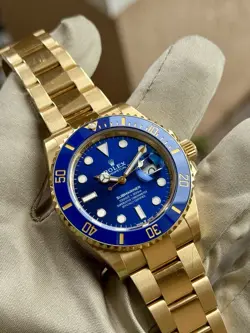 ROLEX SUBMARINER DATE 41MM 18K YELLOW GOLD BLUE OYSTER WATCH 126618LB 2024